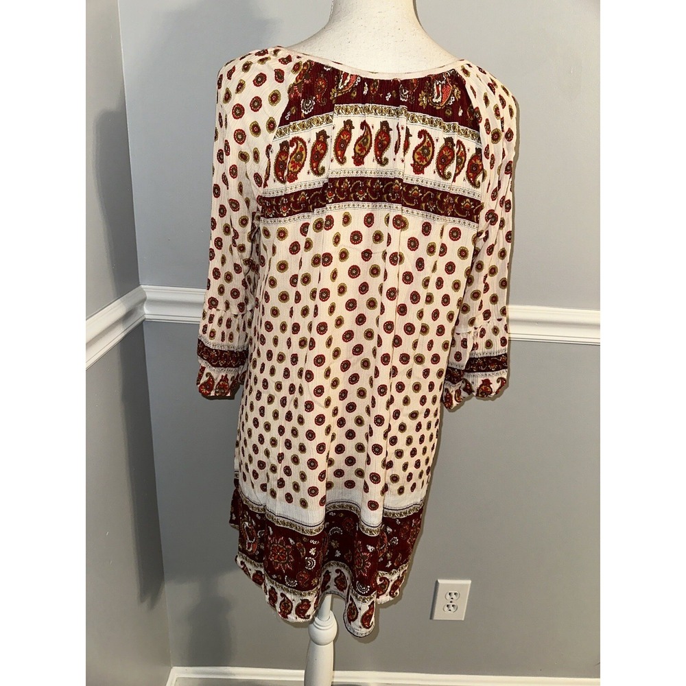 Altar'd State Top Womens L Tunic Peasant Blouse Paisley Scoop Neck 100% Viscose - Picture 9 of 10